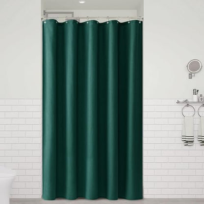 Naturoom Linen Shower Curtain 54x78 Inch for Bathroom Dark Green 1 Panel