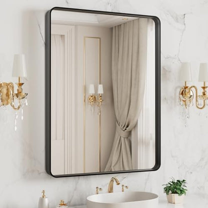 LOAAO 20X16 Inch Black Bathroom Mirror Metal Framed