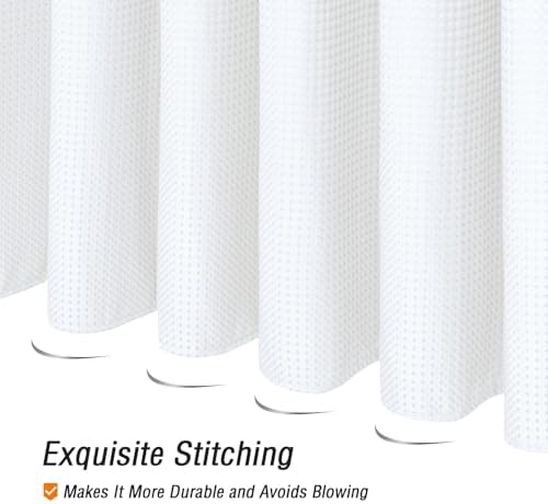 Gibelle Extra Long 230GSM Heavy Duty White Shower Curtain, 72 x 84