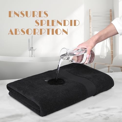 White Classic Wealuxe Black Bath Towels 24x50 Inch, Cotton Towel Set for Bathroom, Hotel, Gym, Spa, Soft Extra Absorbent Quick Dry 6 Pack