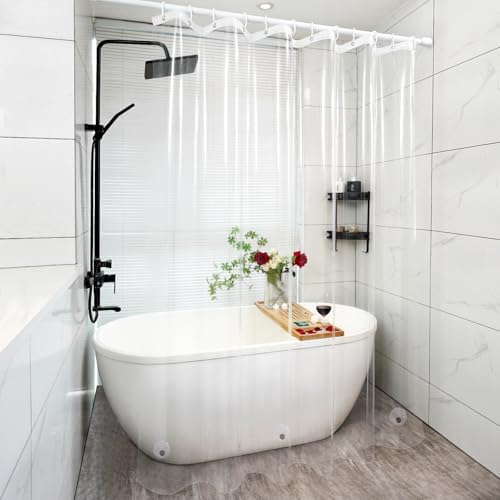 Seenus Bathroom Clear Shower Curtain Inner Liner with 3 Large Magnets, 72 x 84 inch Extra Long PEVA 8G Weighted Shower Liner Bpa-Free, Waterproof 84'' Tall Plastic Shower Curtain Transparent