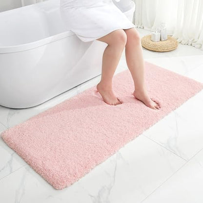 Disolla Pink Bathrom Runner Rug 24x70 - Extra Large Soft Plush Bath Mat, Thick Long Non-Slip Shaggy Floor Mat, Ultra-Absorbent for Master Bathroom Vanity