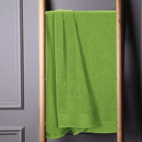GLAMBURG 100% Cotton Oversized 2 Pack Bath Sheets 35x70, Ultra Soft Highly Absorbant Compact Quickdry & Lightweight Large Bath Sheet Set, Ideal for Gym Travel Camp Pool - Kiwi Green