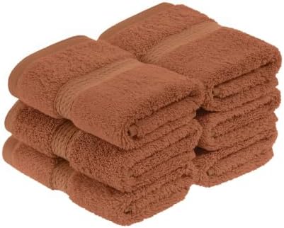 Superior Egyptian Cotton Plush & Absorbent, Face Towel Set of 6, Rust