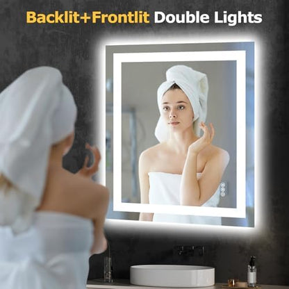 Hivone 28"X32" LED Bathroom Mirror with Lights, UL Listed