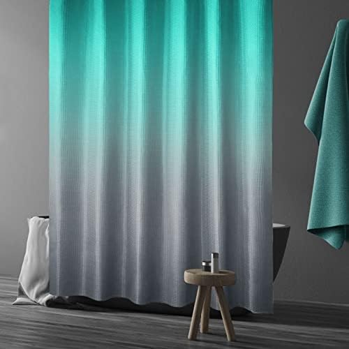 Gibelle Teal Grey Ombre Fabric Shower Curtain for Bath Decor, 72 x 72