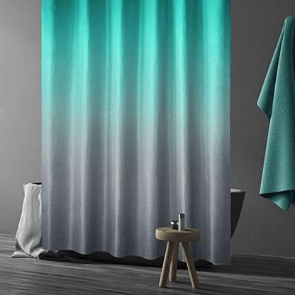Gibelle Teal Grey Ombre Fabric Shower Curtain for Bath Decor, 72 x 72