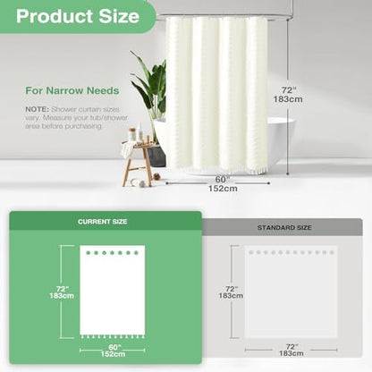 Dynamene Stall Boho Farmhouse Shower Curtain Tufted Chevron 60"x72" Cream