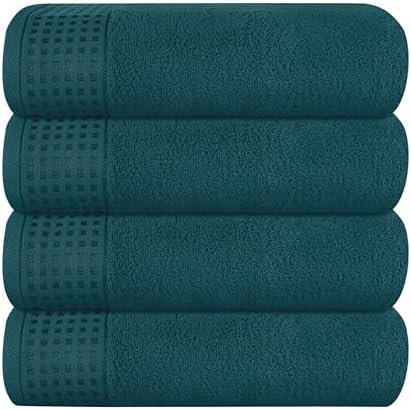 GLAMBURG Ultra Soft 4 Pack Oversized Bath Towel Set 27x54 inches, 100% Cotton Bath Towels, Highly Absorbant Compact Quickdry & Lightweight Towel, Ideal for Gym Travel Camp Pool - Teal