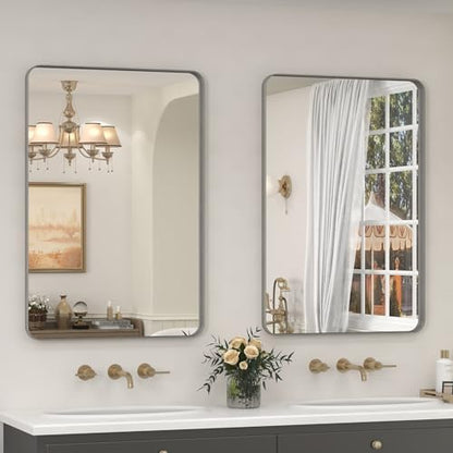 2 Pack of 24x36 Inch Silver Brushed Nickel Bathroom Mirror