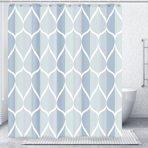 Gelbchu Geometric Shower Curtain for Bathroom, Dark Blue, 72x72 Inch