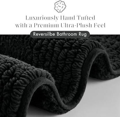 Madison Park Splendor Reversible 100% Cotton Bath Runner, 24 x 60, Black