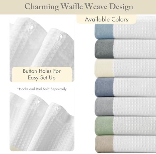Madison Park Spa Waffle Shower Curtain for Bathroom, 72 x 72, Cream