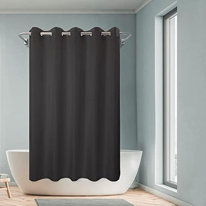 River Dream No Hook Hotel Cloth Shower Curtain Black, Standard Size