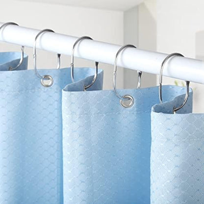 Goowin 24 Pcs Shower Curtain Rings, Shower Curtain Hooks, Oval Snap Shower Rings for Curtain, Metal Shower Curtain Rings Rust Proof, Glide Smoothly Shower Hooks for Shower Curtain Rod (Chrome)