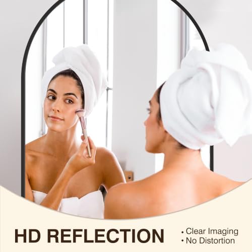 FICTOR 2 Pack 24" x 36" Arched Bathroom Vanity Mirror for Over Sink, Black