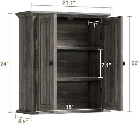 ChooChoo Bathroom Wall Cabinet with 2 Doors, Over The Toilet, Farmhouse