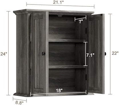 ChooChoo Bathroom Wall Cabinet with 2 Doors, Over The Toilet, Farmhouse