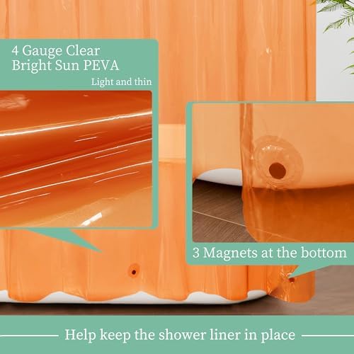 Mrs Awesome Clear Orange Shower Curtain Liner with 3 Magnets, 72x72