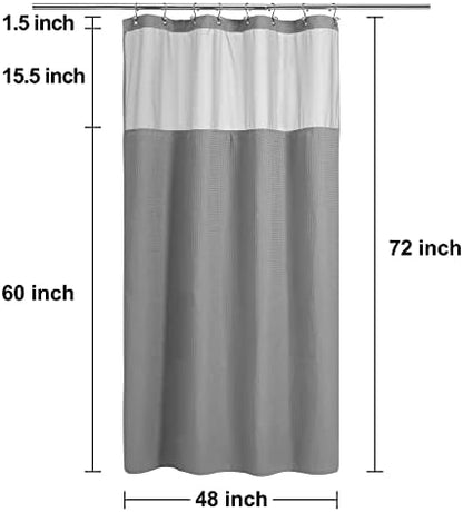 N&Y HOME 48 x 72 Waffle Weave Shower Curtain with Snap-in Liner Set Gray