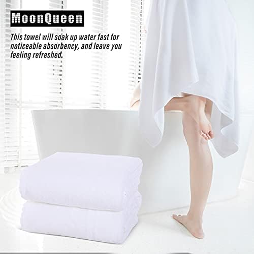 MOONQUEEN 2 Pack Premium Bath Towel Set - Quick Drying - Microfiber Coral Velvet Highly Absorbent Towels - Multipurpose Use as Bath Fitness, Bathroom, Shower, Sports, Yoga Towel (White)