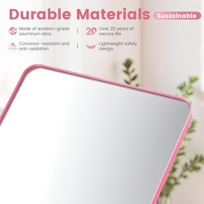 24" x 28" Pink Bathroom Mirrors for Over Sink,Aluminum Frame