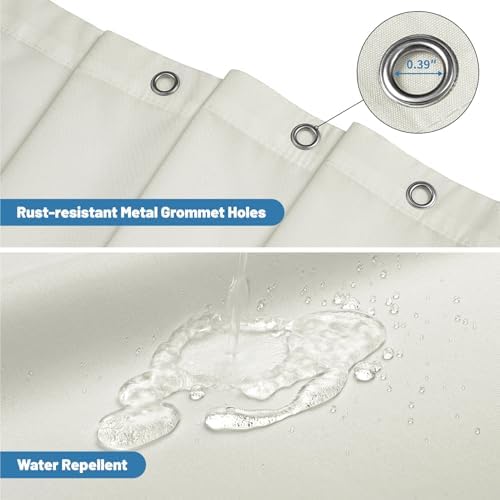 1 Pack Water-Repellent Fabric Shower Curtain Liner, 72x66 Cream