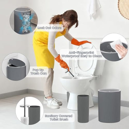 Grey Bathroom Accessories Set, 10PC Bathroom Set