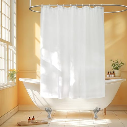 Seenus Waterproof Fabric Small Shower Curtain with 3 Weighted Magnets, 60 x 60 inch White Cloth Shower Liner Washable for Walk in Tub, RV Shower Curtains for Camper