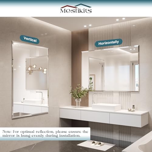 Frameless Bathroom Mirror 32"x48", Beveled Bathroom Mirror