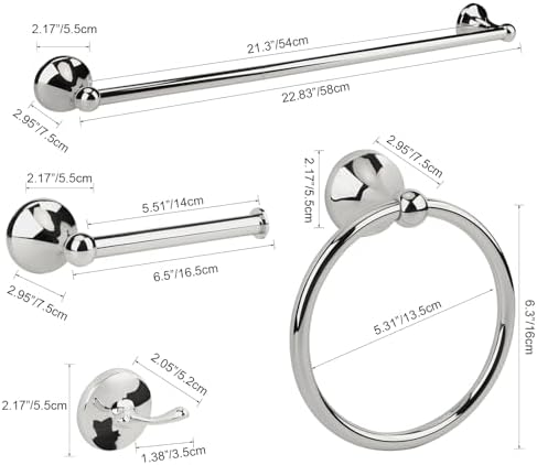 4 Piece Antique Bathroom Hardware Accessories Set Chrome,Towel bar Set 24 Inch Towel Bar Set,Towel Rack Set,Bathroom Towel Holder Set