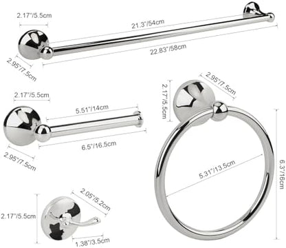 4 Piece Antique Bathroom Hardware Accessories Set Chrome,Towel bar Set 24 Inch Towel Bar Set,Towel Rack Set,Bathroom Towel Holder Set