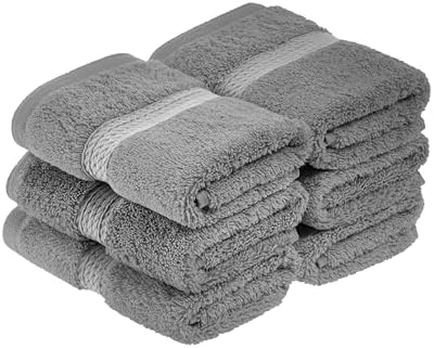 Superior Egyptian Cotton Plush & Absorbent, Face Towel Set of 6, Charcoal