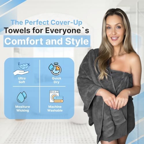 Infinitee Xclusives 100% Ring-Spun Cotton Bath Towels for Bathroom - Pack 2