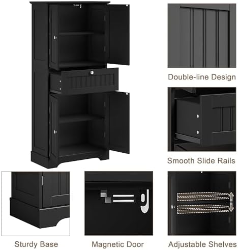 ChooChoo 51" H Bathroom Floor Cabinet with Drawer and Adjustable Shelves