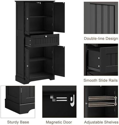 ChooChoo 51" H Bathroom Floor Cabinet with Drawer and Adjustable Shelves