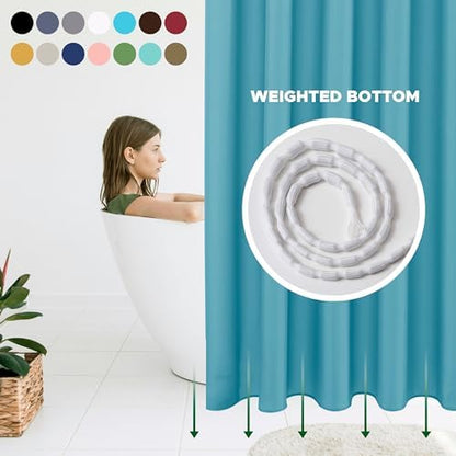 Fabric Shower Curtain Liner 72"W x 84"L-Blue Extra Long Shower Liners