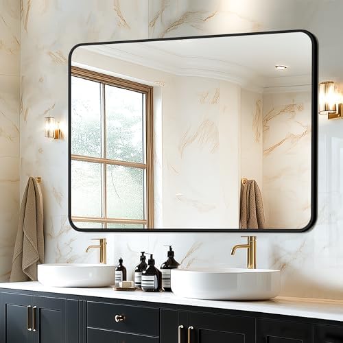 Delma Bathroom Vanity Mirror, Black Framed Mirror for Over Sink, 40x28