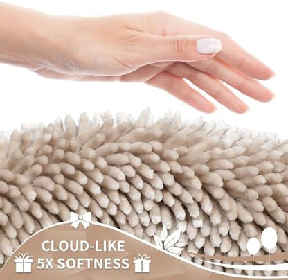 Yimobra Chenille Bathroom Rugs Non Slip, Extra Thick Soft Absorbent Bath Rug, Machine Washable Quick Dry Bath Mat for Bathroom Floor, Tub and Shower, Home Decor Accessories, 24x17, Khaki