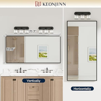 Keonjinn 72 x 36 Inch Black Oversize Bathroom Mirrors for Over Sink