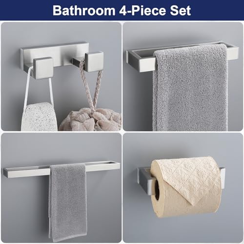 Lairuier Brushed Nickel Bathroom Hardware Accessories, 4PCS Towel Bar Set