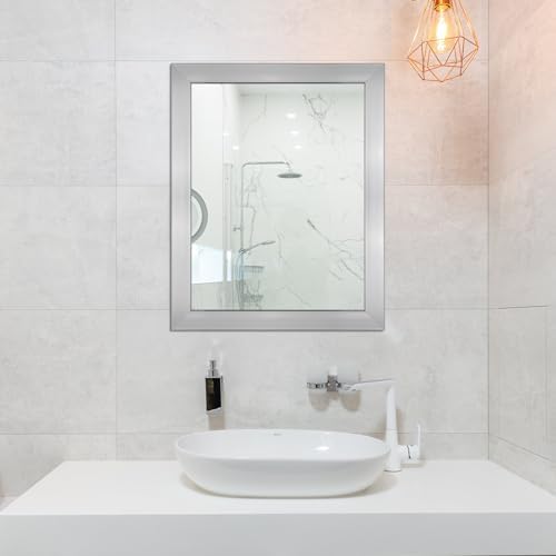 Rectangular Wall Mirror 20x16 Inch Bathroom Mirror for Over Sink, Nickel