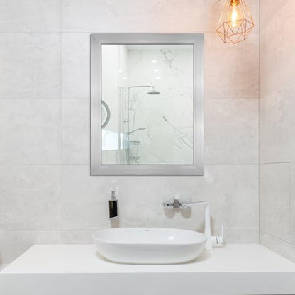 Rectangular Wall Mirror 20x16 Inch Bathroom Mirror for Over Sink, Nickel