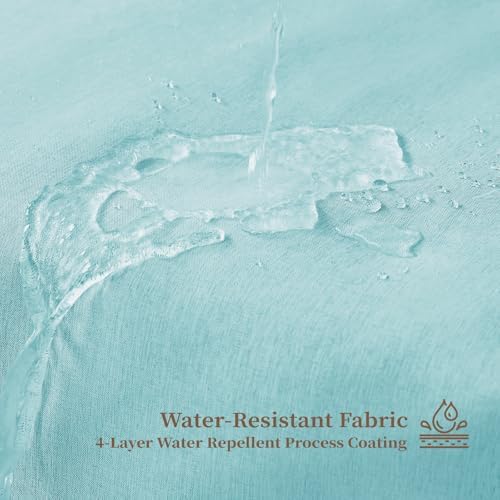 BTTN Teal Boho Scalloped Linen Textured Cloth Shower Curtain Set, 72x72