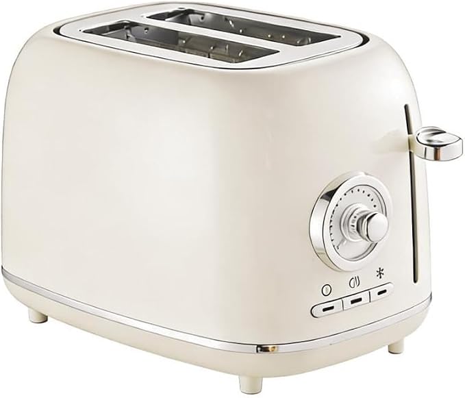 2 Slice Toaster, Retro Stainless Steel Toaster with Wide Slots, 6 Browning Settings & High Lift, Premium Glossy Finish, Removable Crumb Tray, Compact Modern Toast Maker for (Ivory White)