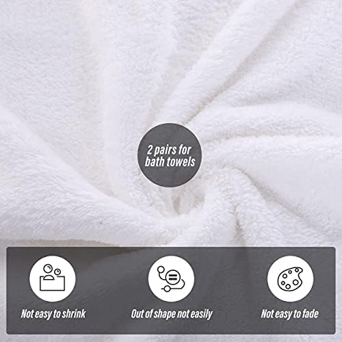 MOONQUEEN 2 Pack Premium Bath Towel Set - Quick Drying - Microfiber Coral Velvet Highly Absorbent Towels - Multipurpose Use as Bath Fitness, Bathroom, Shower, Sports, Yoga Towel (White)