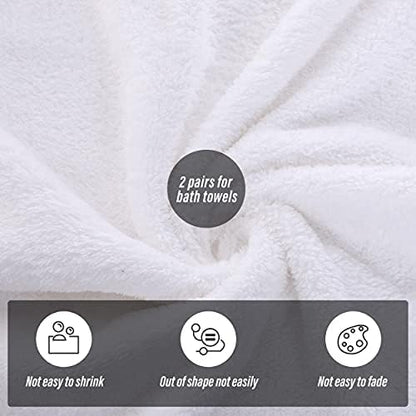 MOONQUEEN 2 Pack Premium Bath Towel Set - Quick Drying - Microfiber Coral Velvet Highly Absorbent Towels - Multipurpose Use as Bath Fitness, Bathroom, Shower, Sports, Yoga Towel (White)
