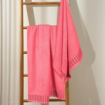 BELIZZI HOME Cotton 2 Pack Oversized Bath Towel Set 28x55 inches, Large Bath Towels, Ultra Absorbant Compact Quickdry & Lightweight Towel, Ideal for Gym Travel Camp Pool - Coral Orange