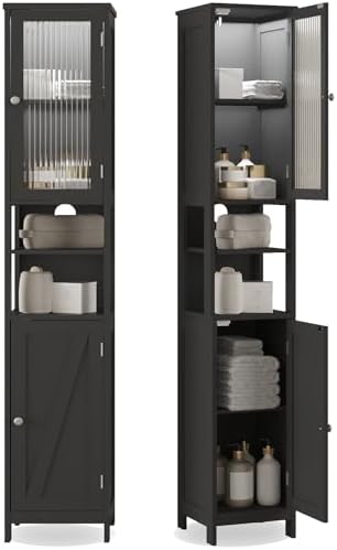 ChooChoo Narrow Bathroom Storage Cabinet with Light， Space Saving
