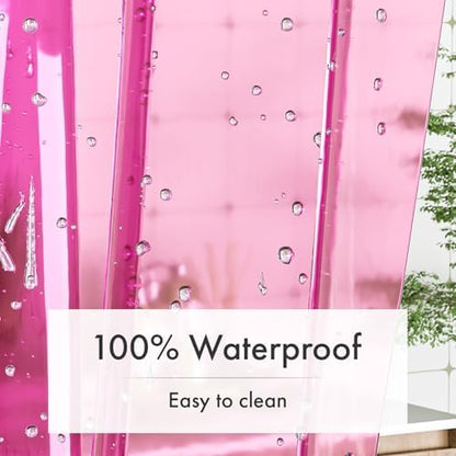 Amazer Shower Curtain Liner 72x72, Plastic Shower Liner PEVA Medium Weight Inside Shower Curtains for Bathroom with Rustproof Grommets, Clear Pink